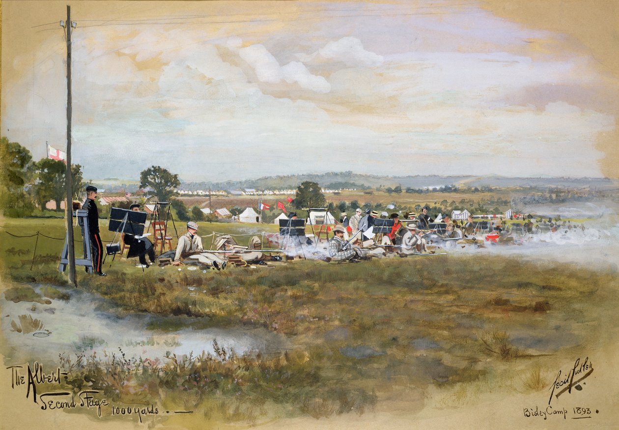 Albert - Drugi etap, 1000 jardów, Bisley Camp, 1893 (wc i gwasz na papierze) autorstwa Cecil Cutler
