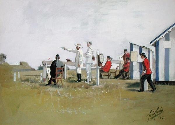 The Pistol Range, Bisley Camp autorstwa Cecil Cutler