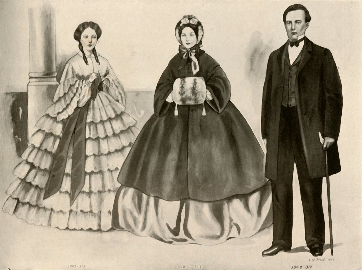 Odzież z lat 1860-1870, 1907, 1937. autorstwa Cecil W. Trout