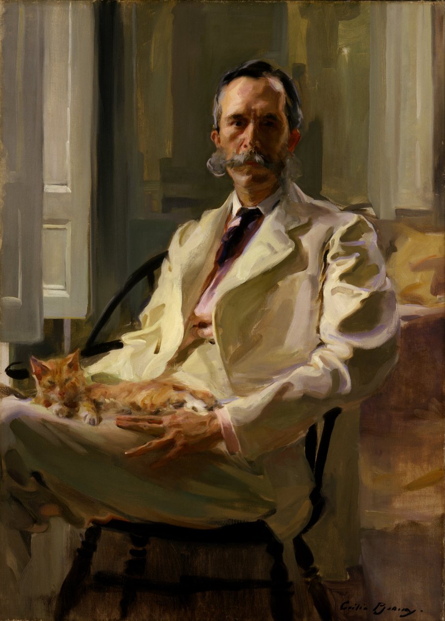 Mężczyzna z kotem (Henry Sturgis Drinker) autorstwa Cecilia Beaux