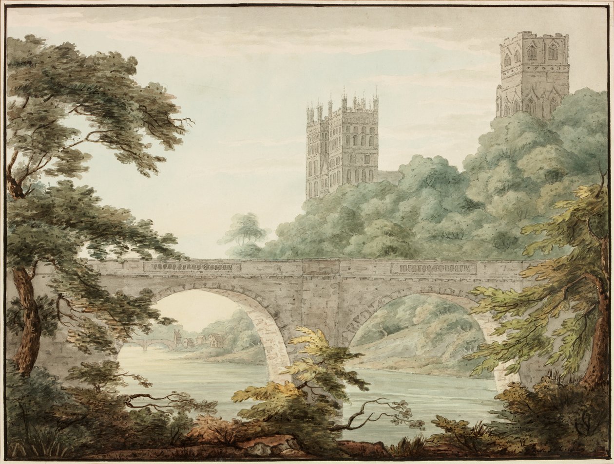 Katedra w Durham, około 1800-1810 (akwarela i tusz) autorstwa Cecilia Priscilla Cooke