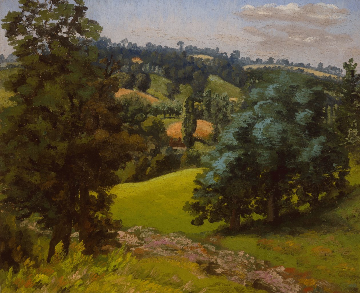 Krajobraz w Hadleigh (olej na płótnie) autorstwa Cedric Morris