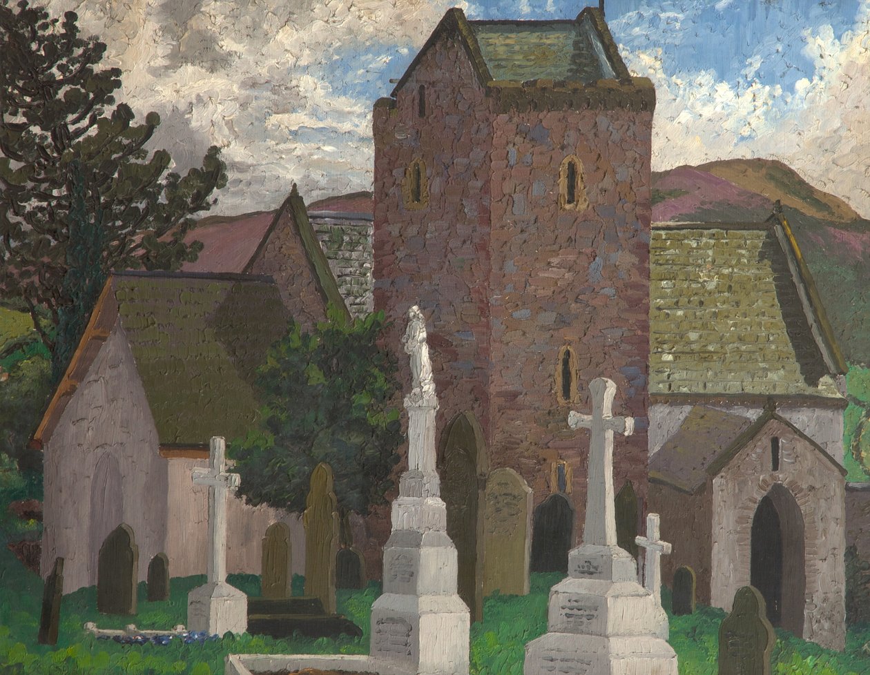 Kościół Llangenith, Południowa Walia, ok. 1930 (olej na płótnie) autorstwa Cedric Morris