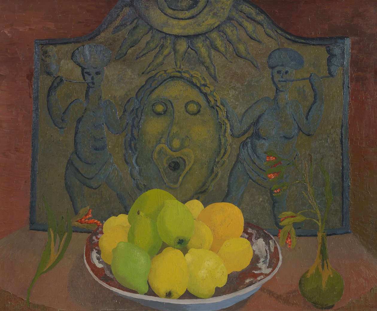Martwa natura przed ogniem Sussex (olej na płótnie) autorstwa Cedric Morris