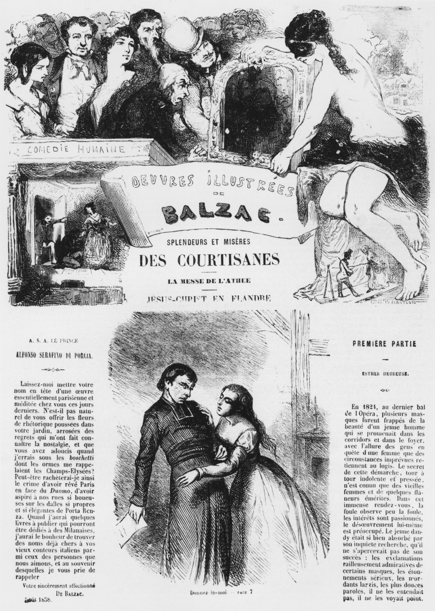 Ilustracja z "Splendeurs et Miseres des Courtisanes" Honore de Balzac, opublikowana w 1867 r. autorstwa Celestin Francois Nanteuil