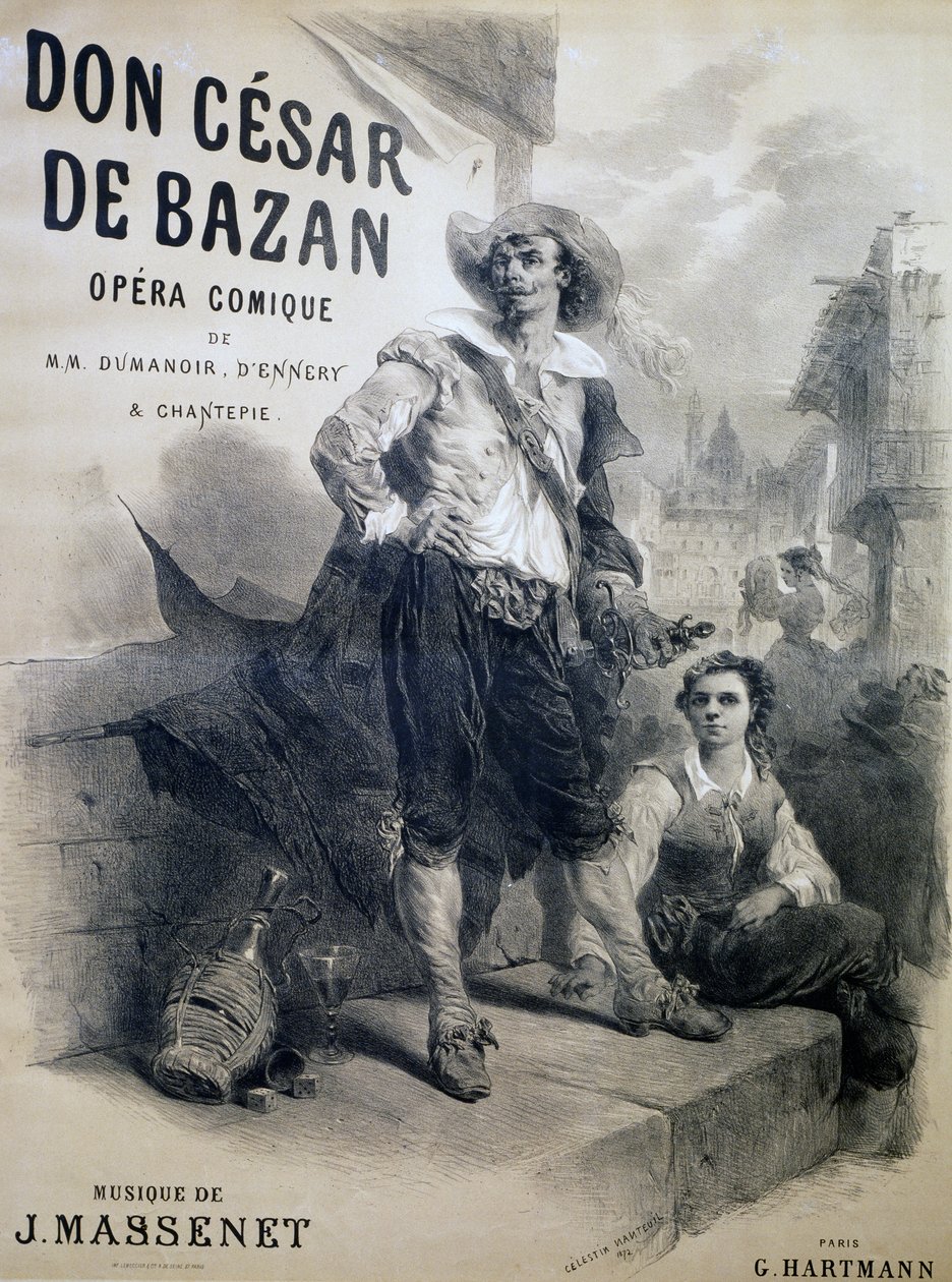 Plakat do Don Cesara de Bazana, opera komiczna, libretto Philippe-Francois Dumanoir, Adolphe-Philippe D
