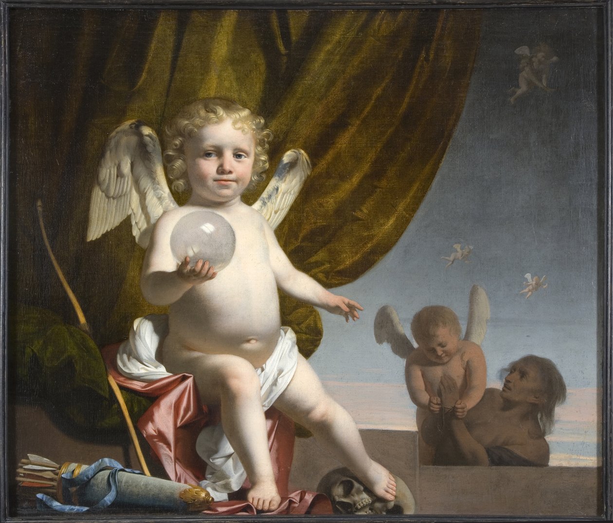 Amor trzymający szklaną kulę, 1650-1660 autorstwa Cesar Boetius van Everdingen