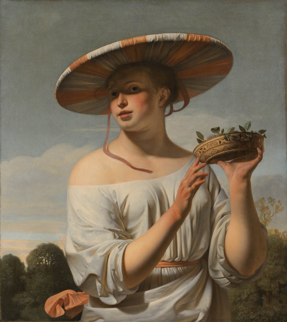 Dziewczyna w dużym kapeluszu, 1645-1648 autorstwa Cesar Boetius van Everdingen