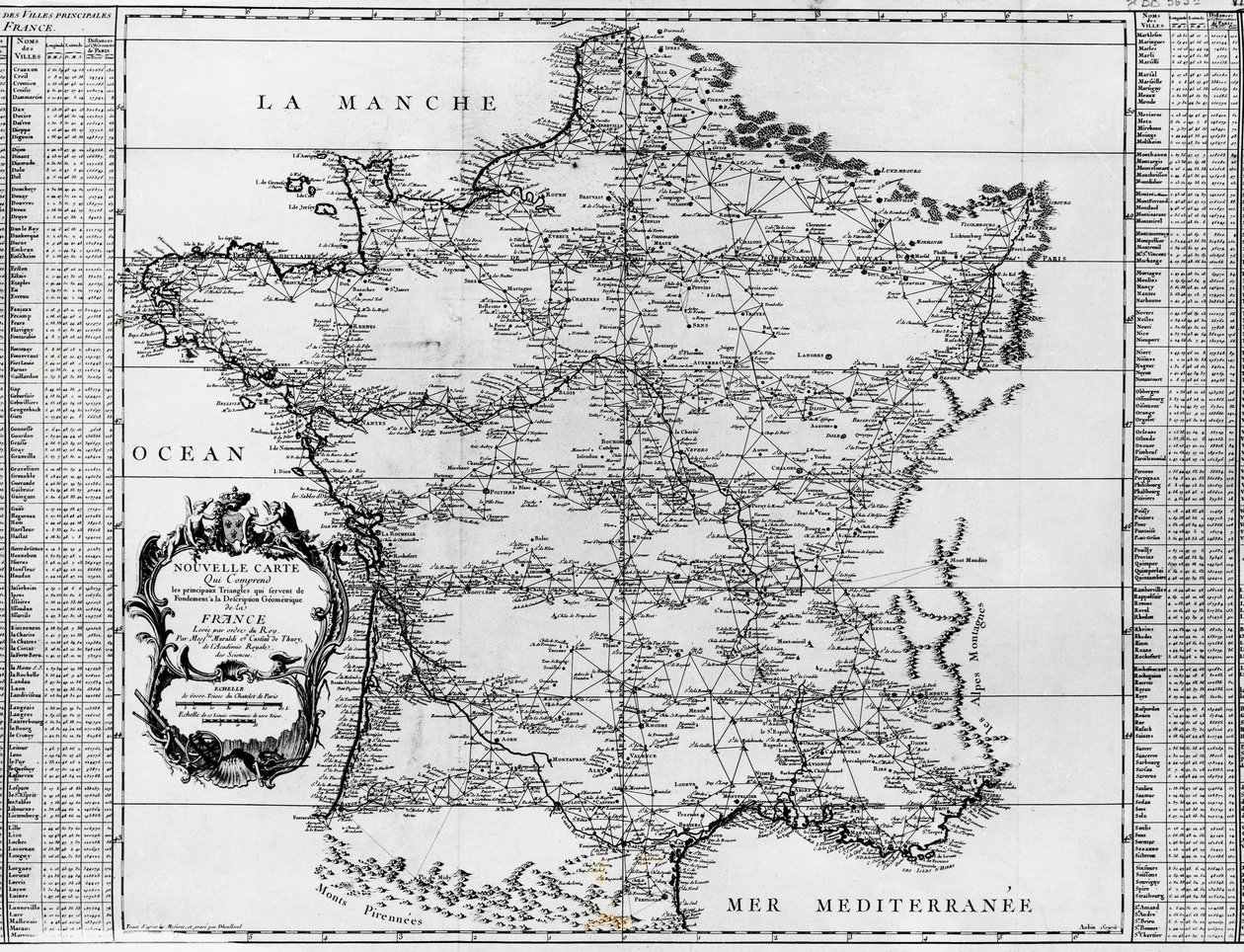 Mapa Francji, Giovanni Domenico Maraldi (1709-1788) i Cesar-Francois Cassini de Thury lub Cassini III (1714-1784), Francja autorstwa Cesar Francois Cassini de Thury