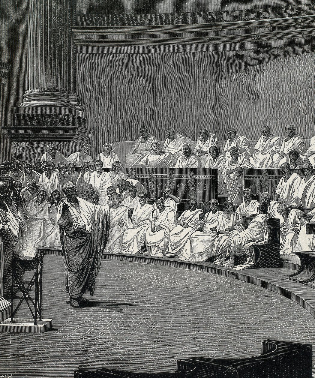 Cyceron denuncjuje spiskowca Katylinę (rycina) autorstwa Cesare (after) Maccari