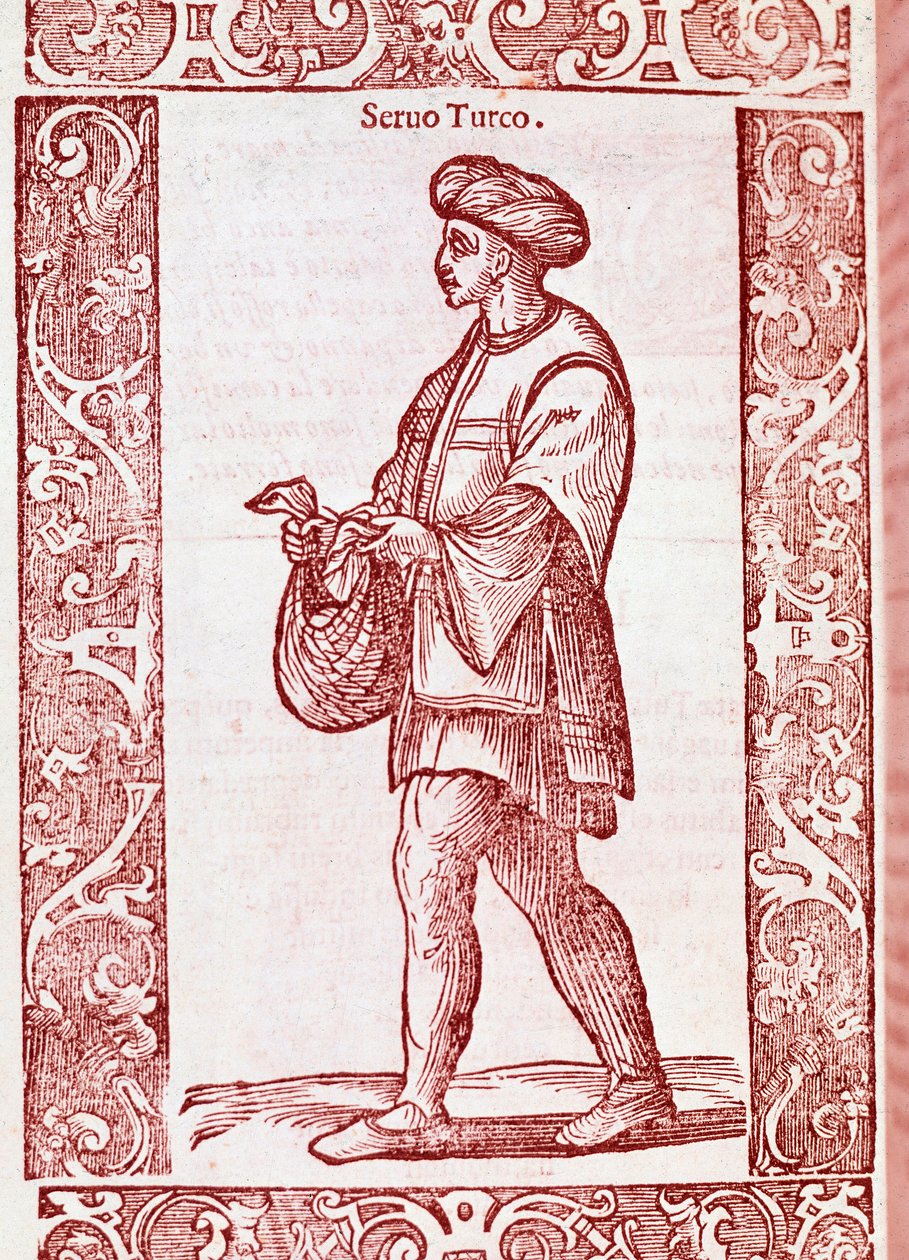 „Turecki garnitur pańszczyźniany” z „” Starożytnych i współczesnych obyczajów ”1590 (rycina) autorstwa Cesare (after) Vecellio
