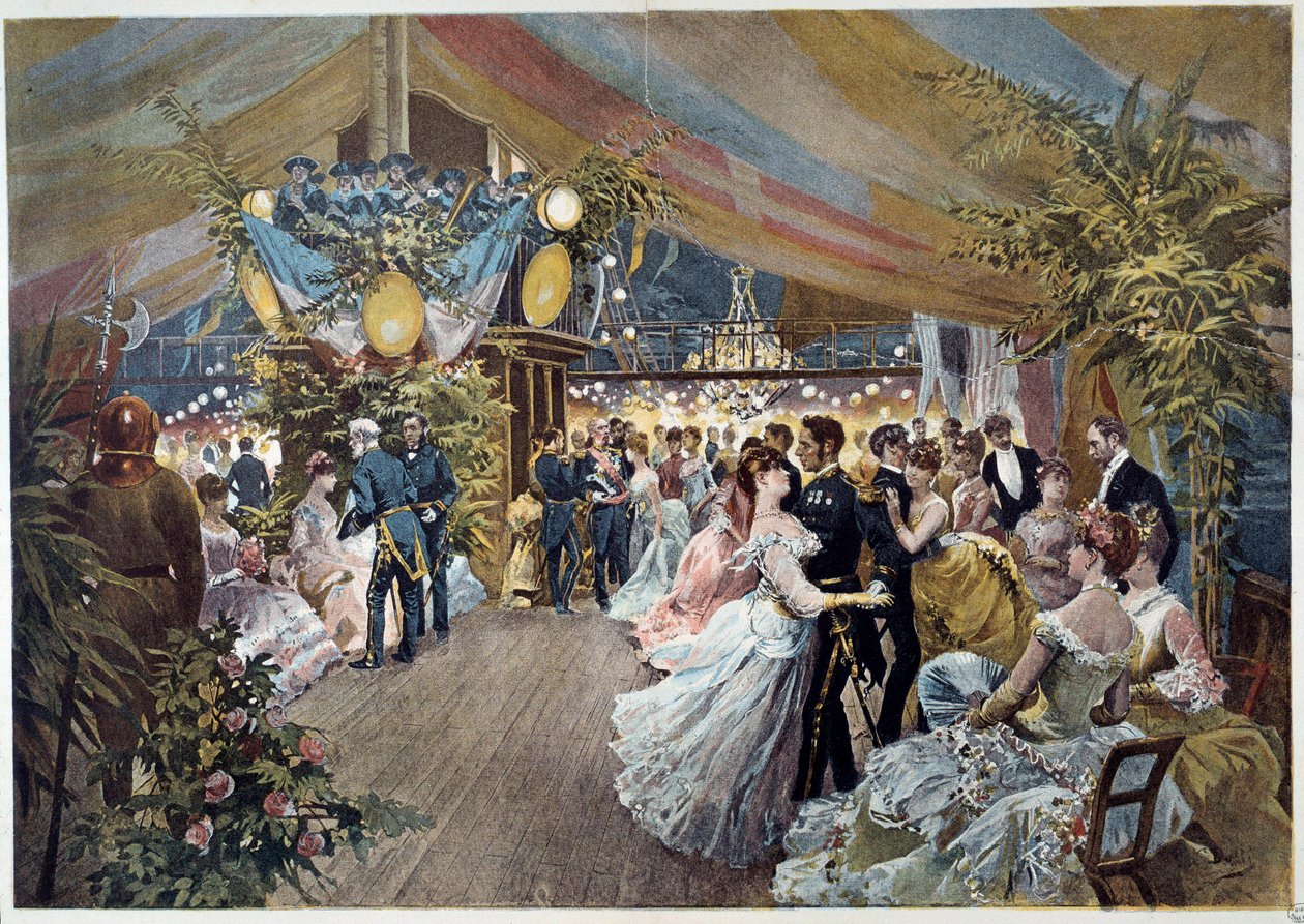 Piłka na pokładzie liniowca Ilustracja Cesare Detti (1847-1914) XIX-wieczny Paryż, Musee Carnavalet autorstwa Cesare Auguste Detti