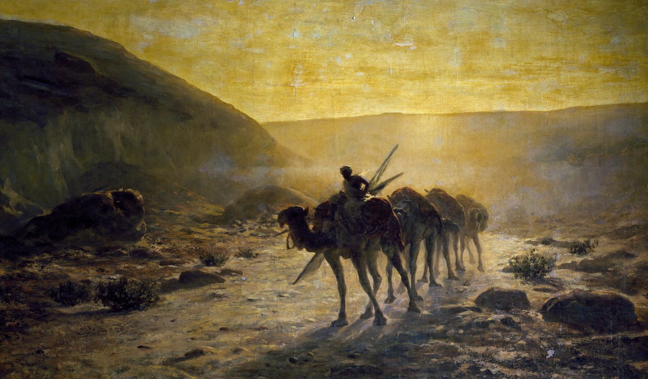 Na pustyni, obraz Cesare Biseo (1843-1909) autorstwa Cesare Biseo