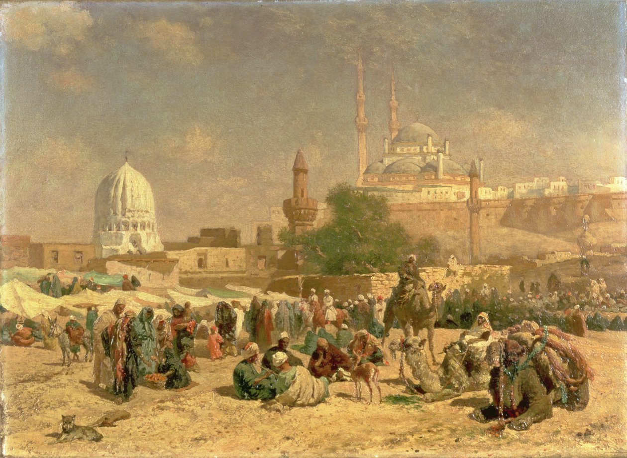 Poza Kairem, 1883 r. autorstwa Cesare Biseo
