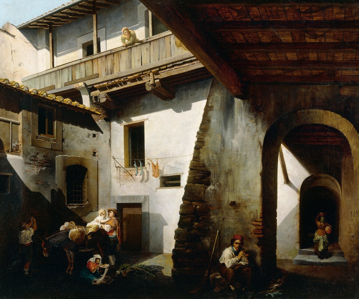 Wnętrze zajazdu z chłopami – Cesare Coghetti (czynny 1850-1899) autorstwa Cesare Coghetti