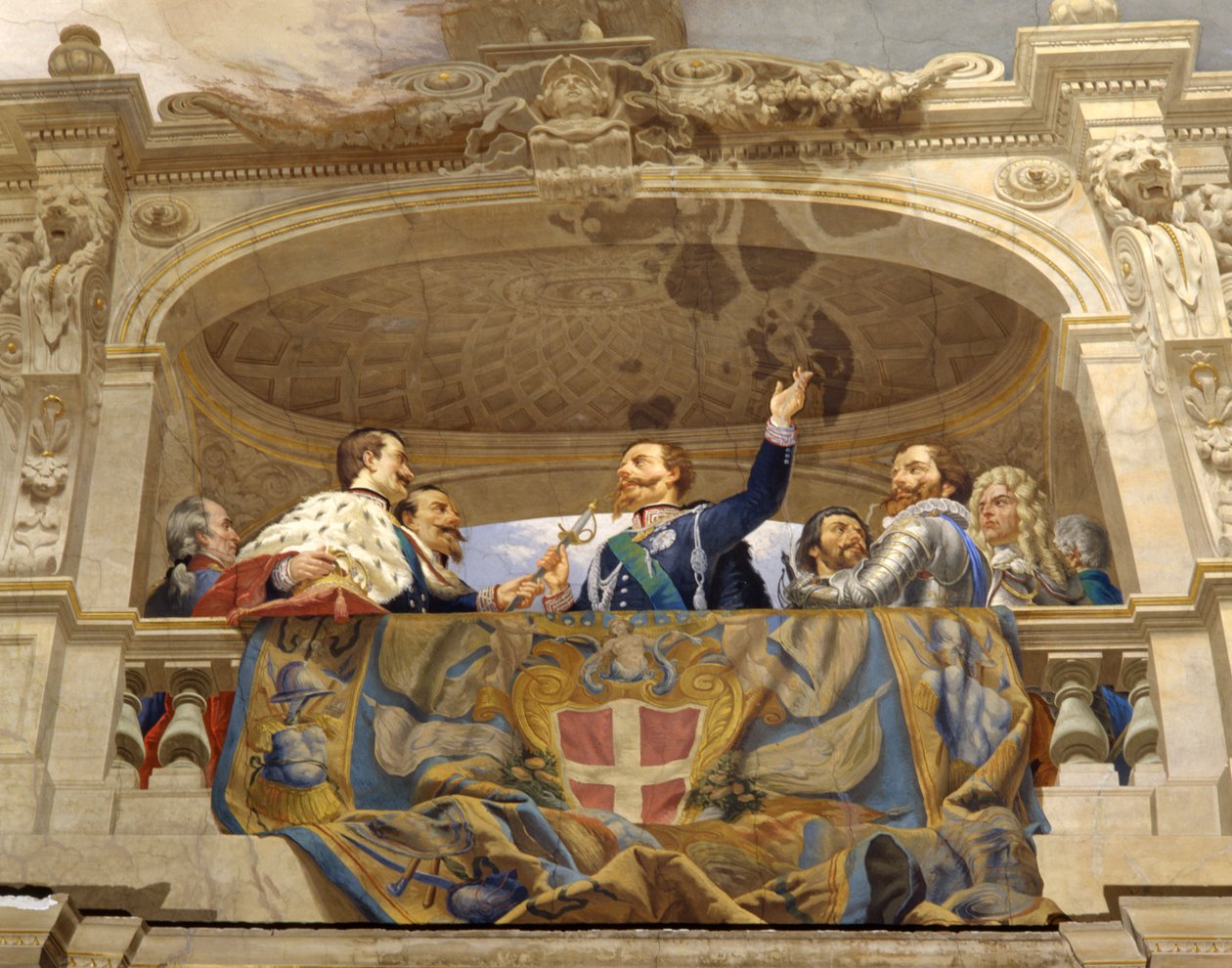 Carlo Alberto wręczający miecz Vittorio Emanuele II, detal (detal 3433390) autorstwa Cesare Mariani
