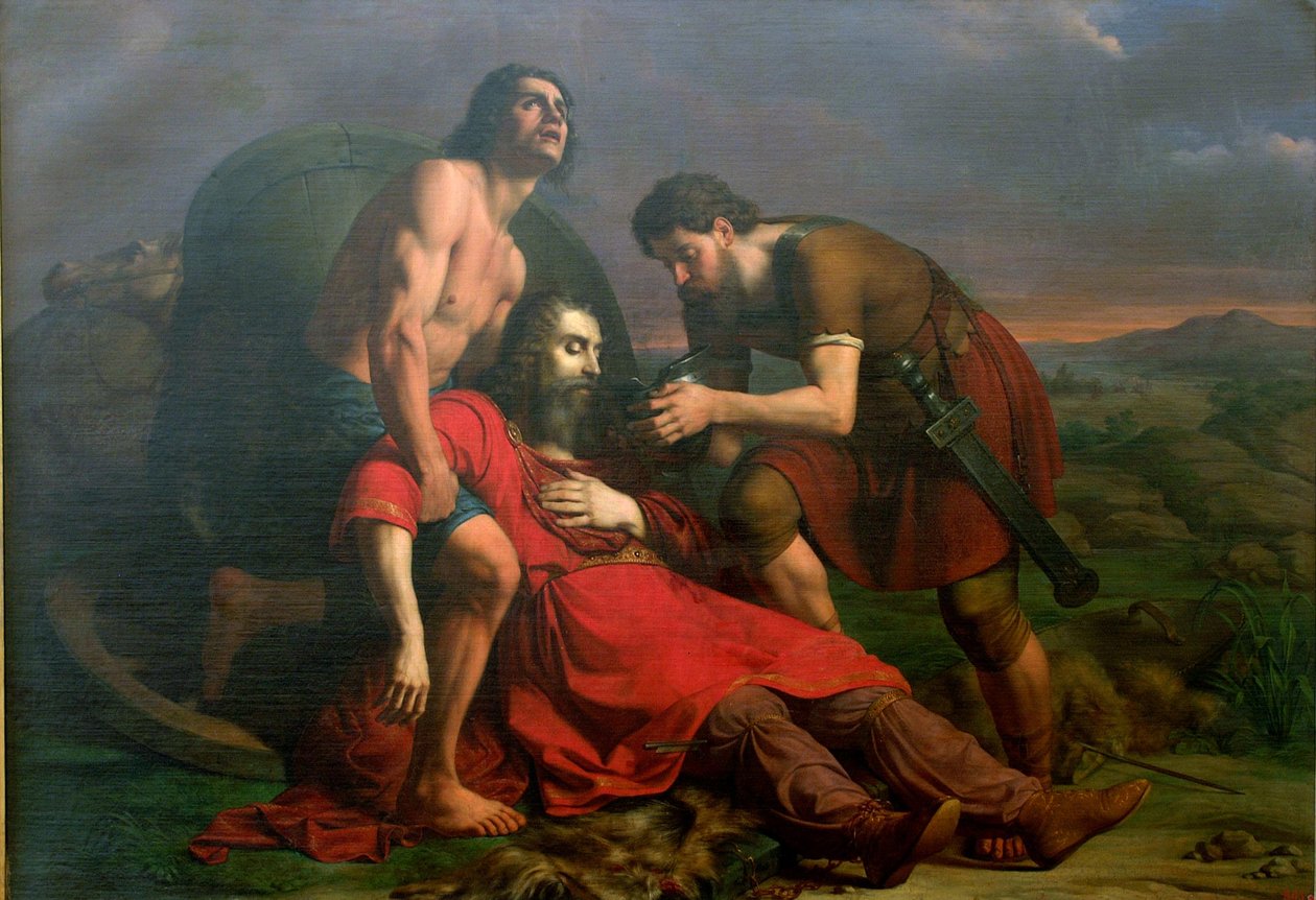 Polystratos i umierający Dariusz, 1837 autorstwa Cesare Masini