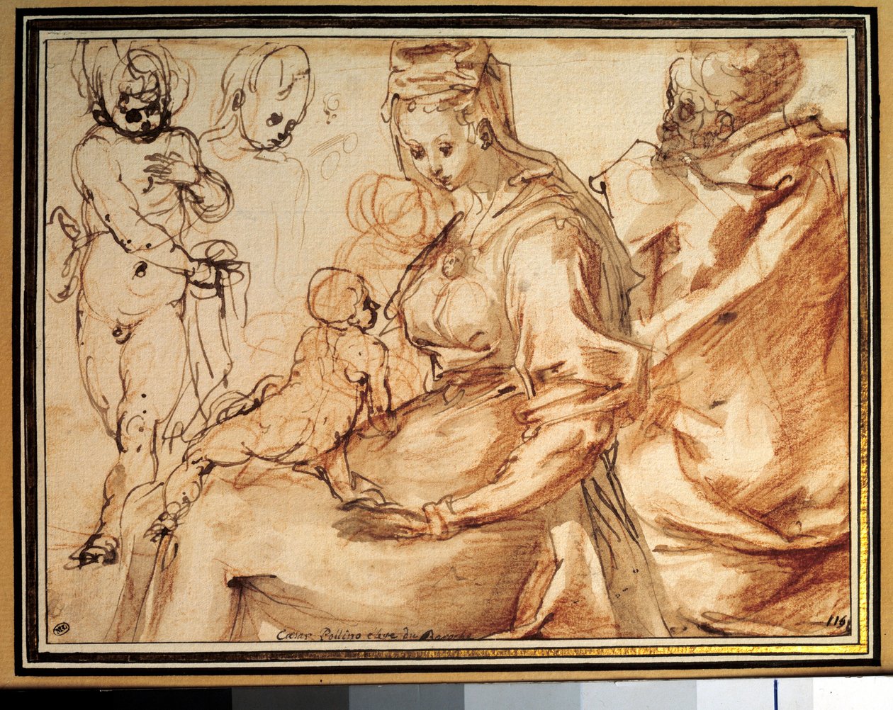 Święta rodzina Lavisów ma atrament, pióro i krew Cesare Polliniego (ok. 1560-ok. 1630) XVII-wieczny Paryż, Luwr. autorstwa Cesare Pollini