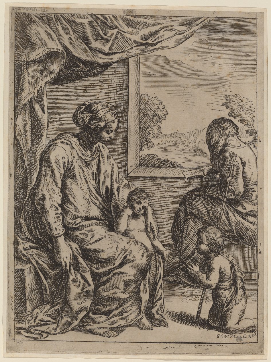 Święta Rodzina ze św. Janem Chrzcicielem autorstwa Cesare Roberti, after Simone Cantarini