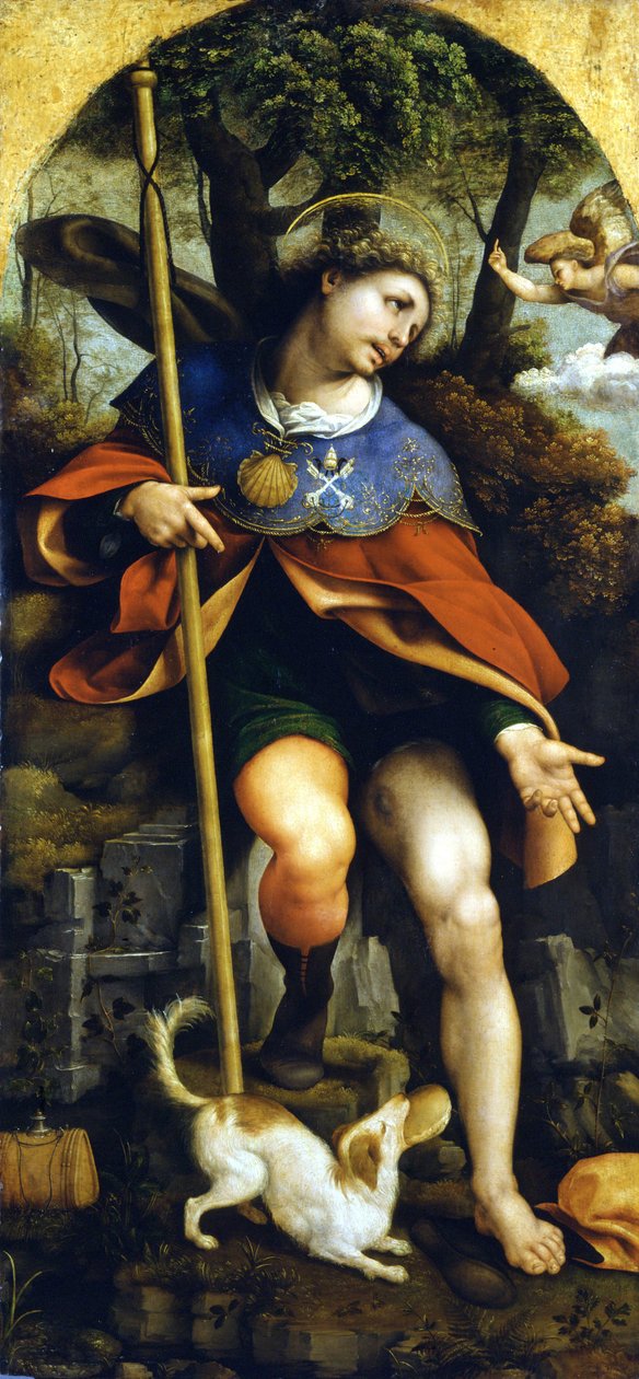 San Rocco (św. Roch). Obraz Cesare da Sesto (1477-1523). Mediolan, Muzeum Zamkowe. autorstwa Cesare da Sesto