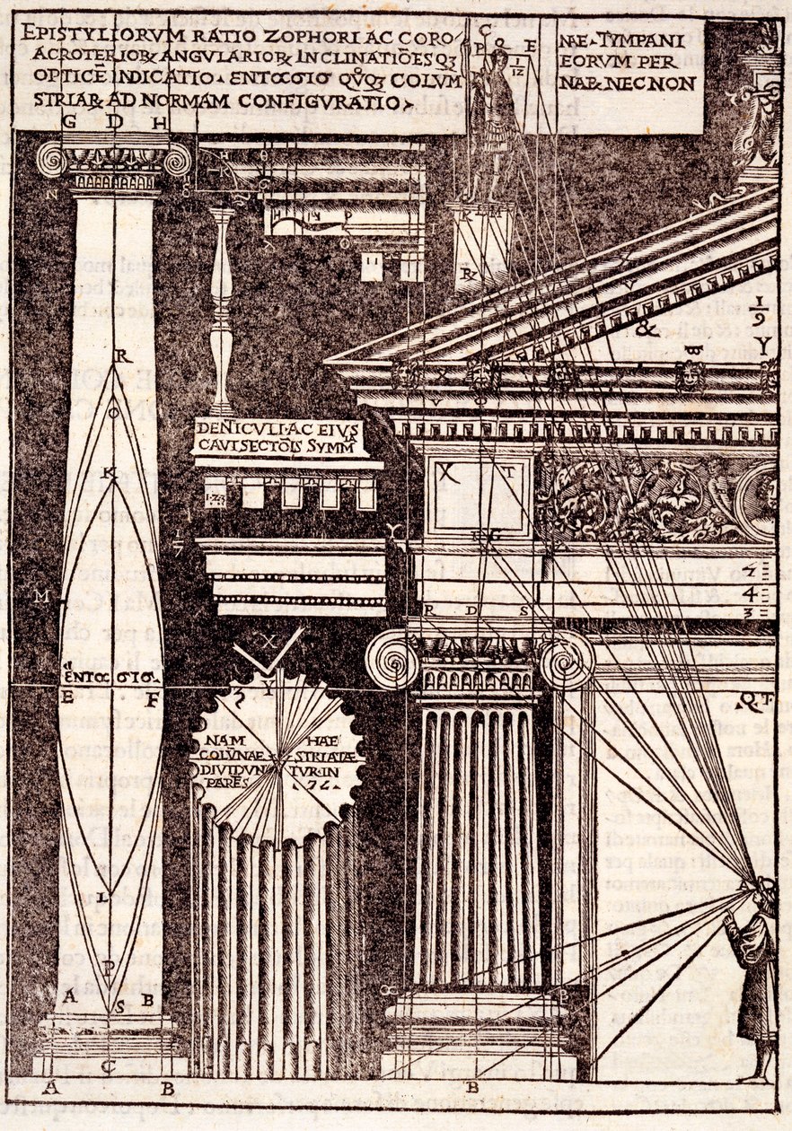 Przykłady klasycznych proporcji, z książki Di Lucio Vitruvio Pollione de architectura a libri dece, autorstwa Gotardo de Ponte Como, 1521 r. autorstwa Cesare di Lorenzo Cesariano