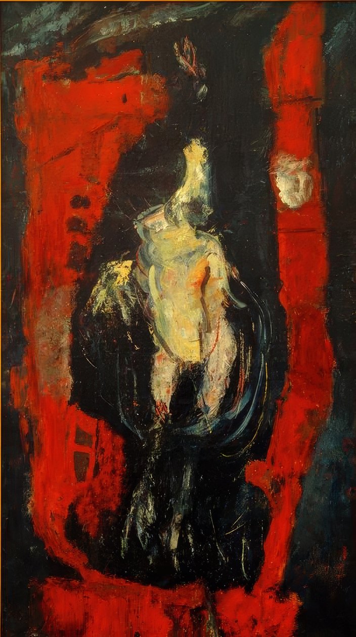 Ch.Soutine, drób, wiszący przed czerwoną ścianą autorstwa Chaim Soutine