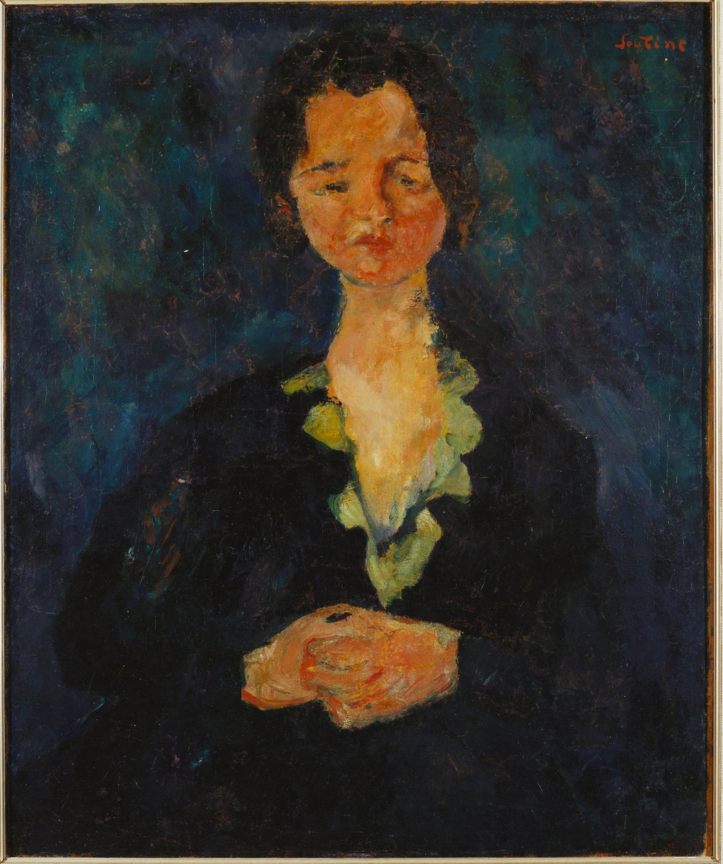 Portret kobiety na niebieskim tle, 1927 autorstwa Chaim Soutine