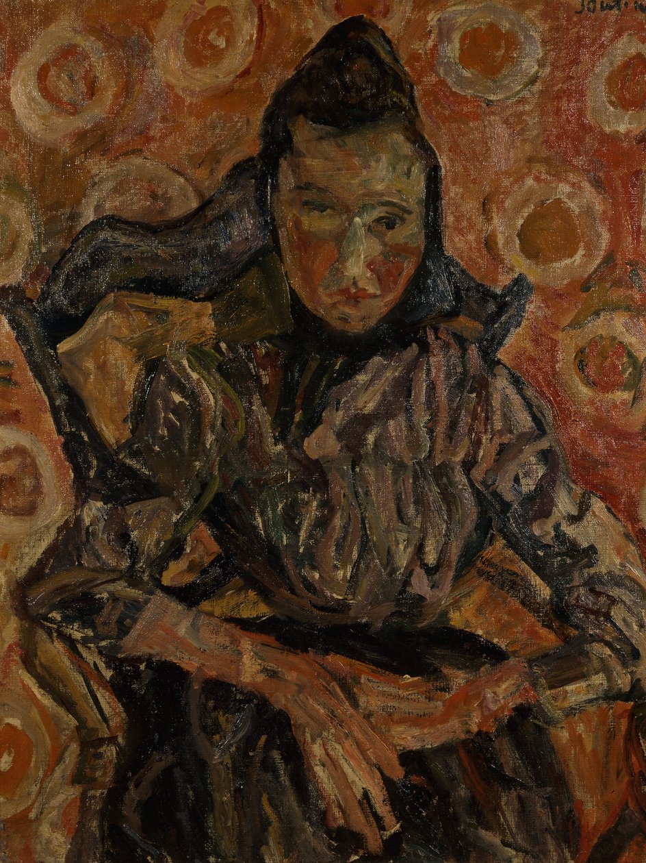 Kobieta siedziała na krześle; Kobieta siedząca w fotelu, ok. 1917-18 autorstwa Chaim Soutine
