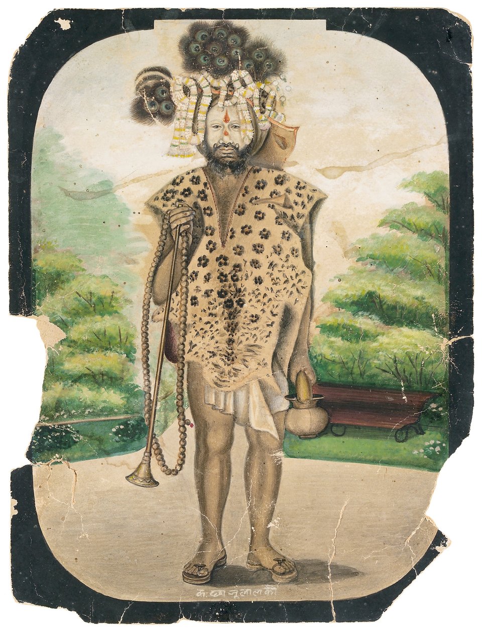 Wędrujący sadhu, ok. 1900 (papier wc nieprzezroczysty) autorstwa Chajju Lal
