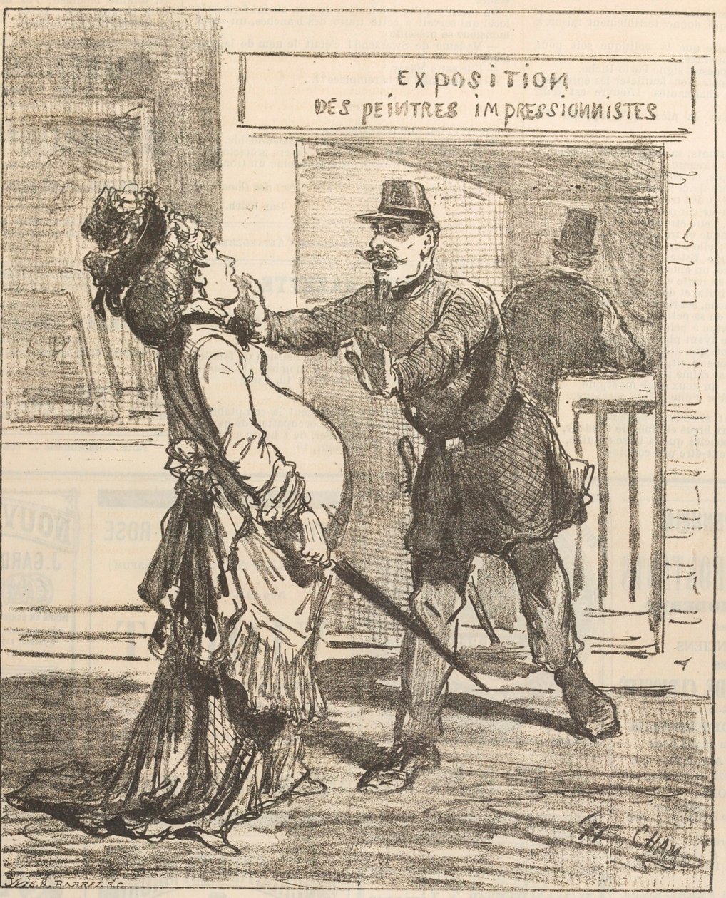 Madame, nie zaleca się wchodzić!. Le Charivari, 16 kwietnia 1877, 1877. autorstwa Cham