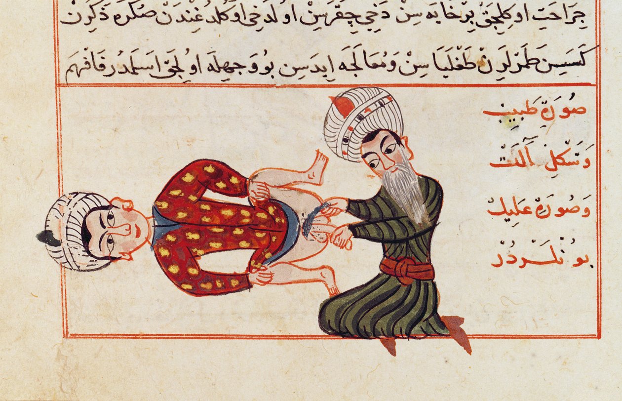 Pani Sup Turc 693 fol.76v Operacja kastracji, 1466 autorstwa Charaf ed Din
