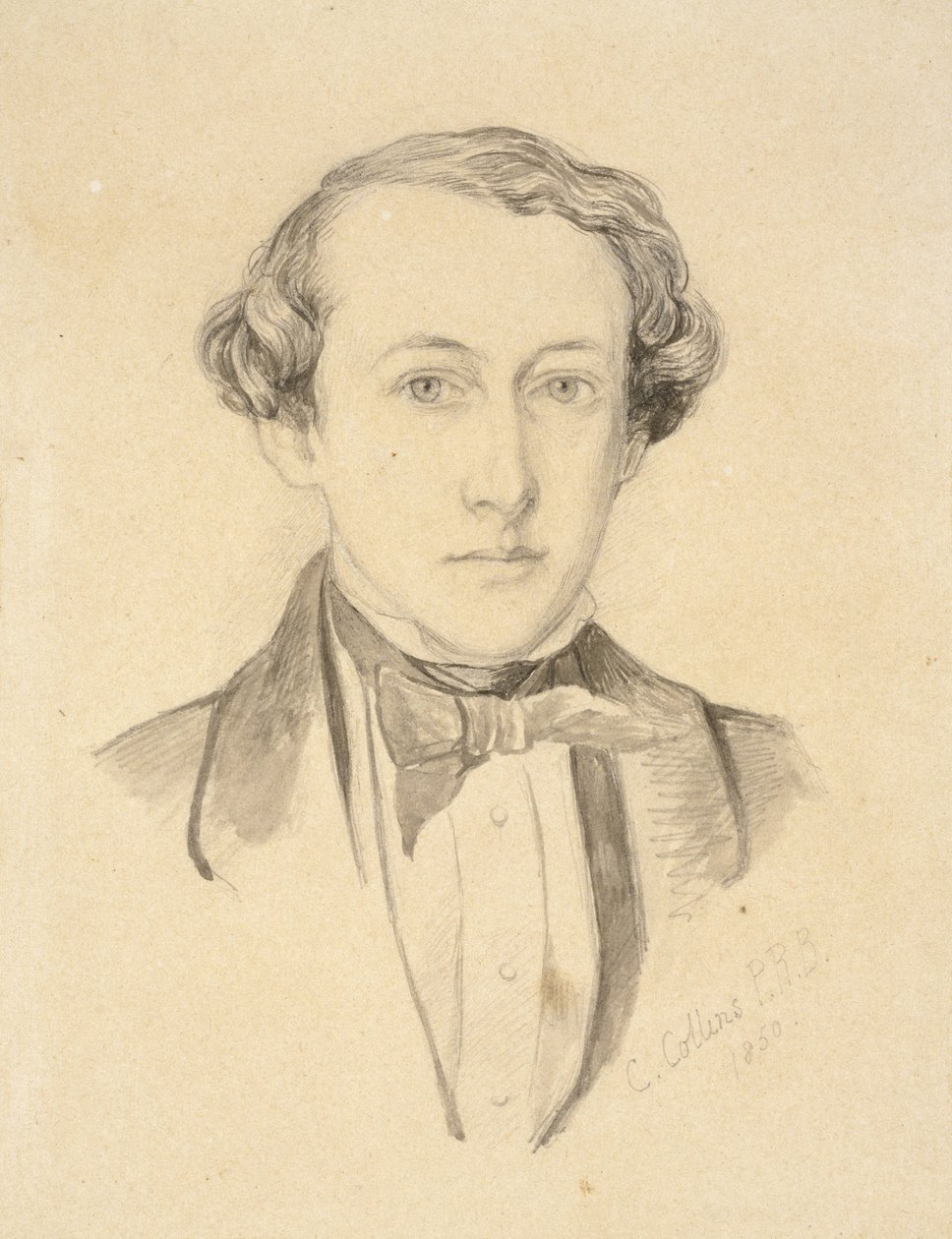 Portret Sir Johna Everetta Millaisa, 1850 (grafit z akwarelą na przebarwionym kremowym papierze) autorstwa Charles Collins