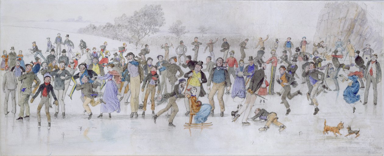 Scena łyżwiarska (pióro i atrament i toaleta na papierze) autorstwa Charles Altamont Doyle