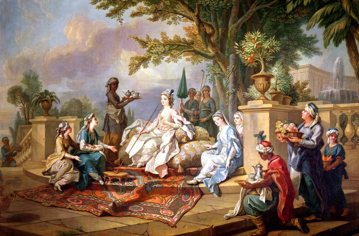 Sułtana obsługiwana przez eunuchów autorstwa Charles Amedee Philippe van Loo