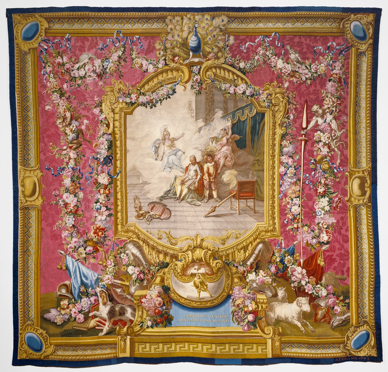 Don Kichot zostaje uleczony z głupoty przez mądrość, 1773 (jedwab i wełna) autorstwa Charles Antoine Coypel