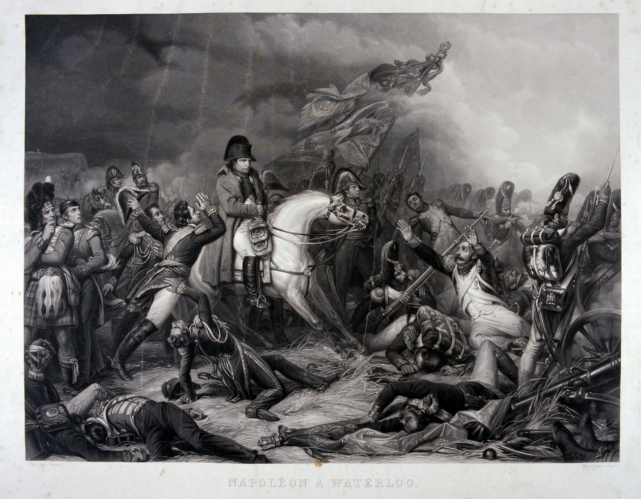 Napoleon pod Waterloo, rycina autorstwa Jean Pierre Marie Jazet (1788-1871), ok. 1870 (mezzotinta) autorstwa Carl von Steuben