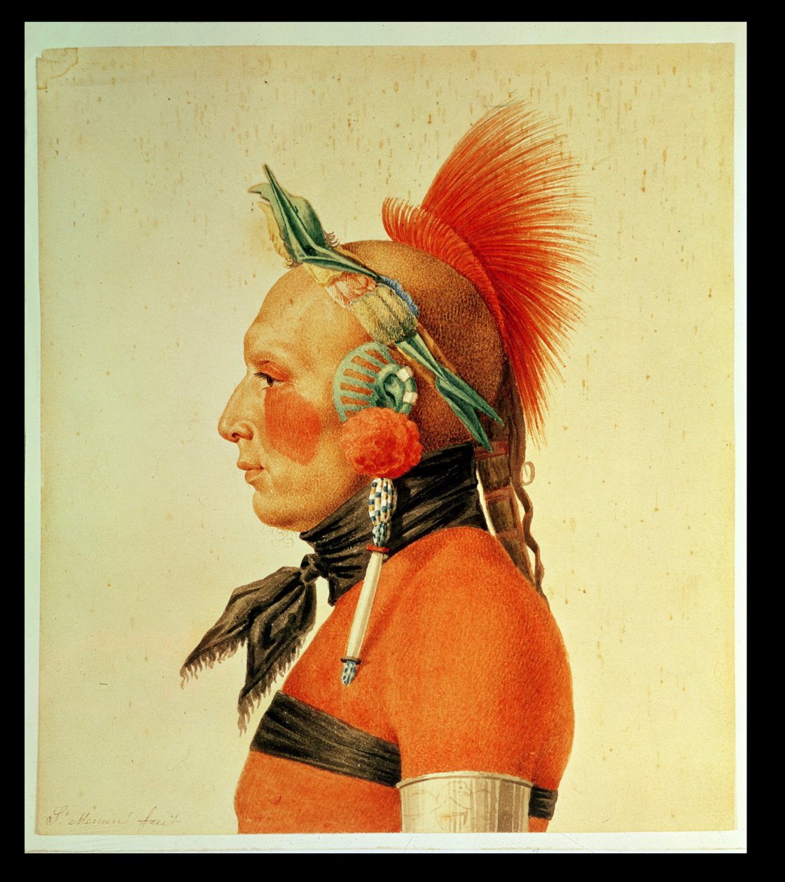Wojownik Osagów, 1804 autorstwa Charles Balthazar Julien Févret de Saint Mémin