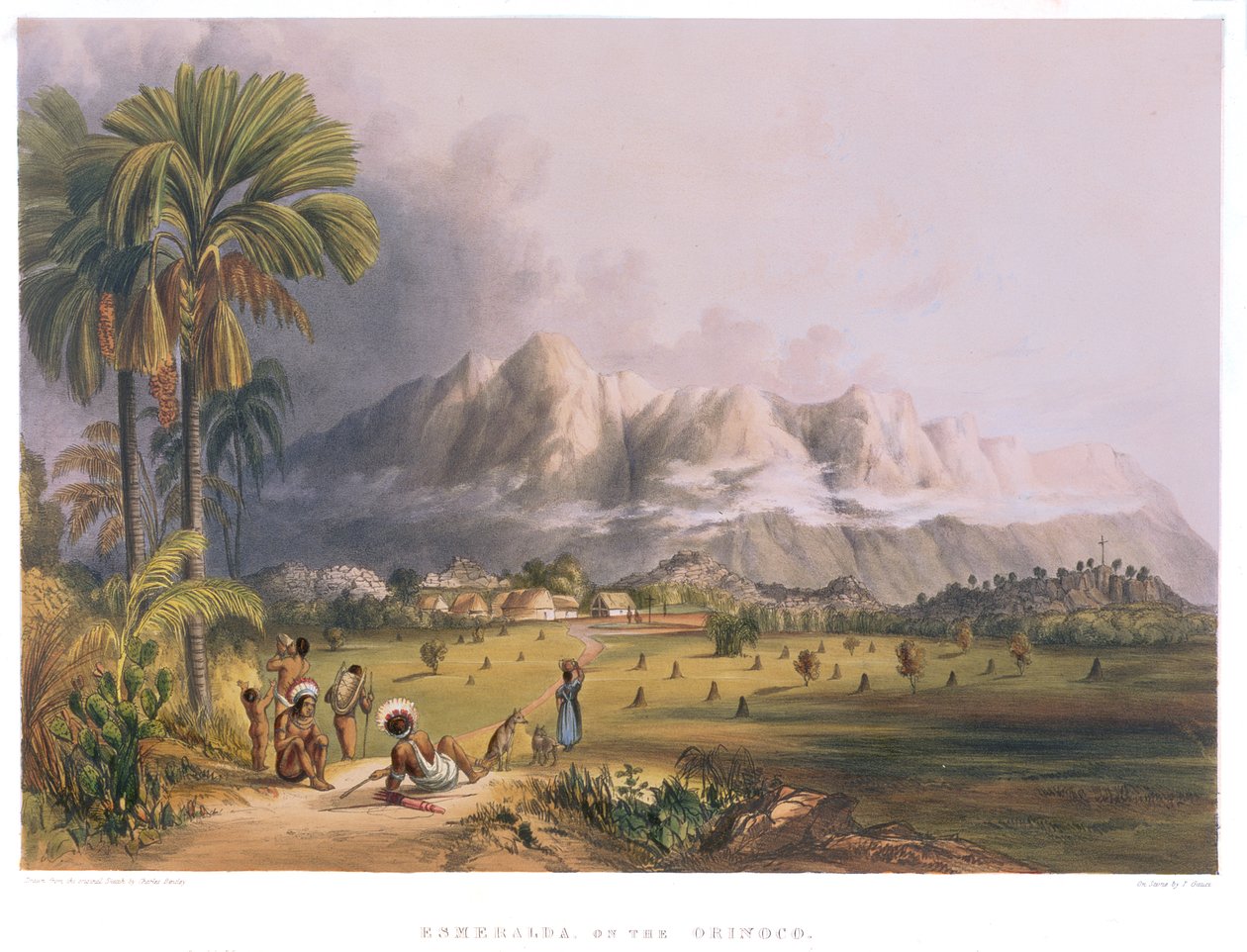 Esmeralda, w Orinoko, miejscu Misji Hiszpańskiej, z „Widoki we wnętrzu Gujany”, grawerowane przez Paula Gauciego (fl.1834-67) wyd. przez Ackermanna, 1840 autorstwa Charles Bentley