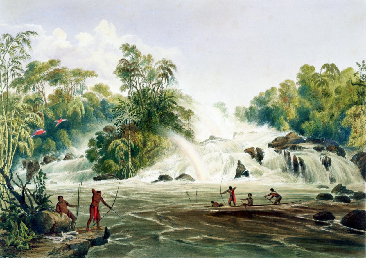 Skrzyżowanie Kundanamy z Paramu, z „Widoki we wnętrzu Gujany”, ryt. George Barnard (fl.1832-90) wyd. przez Ackermanna, 1840 autorstwa Charles Bentley