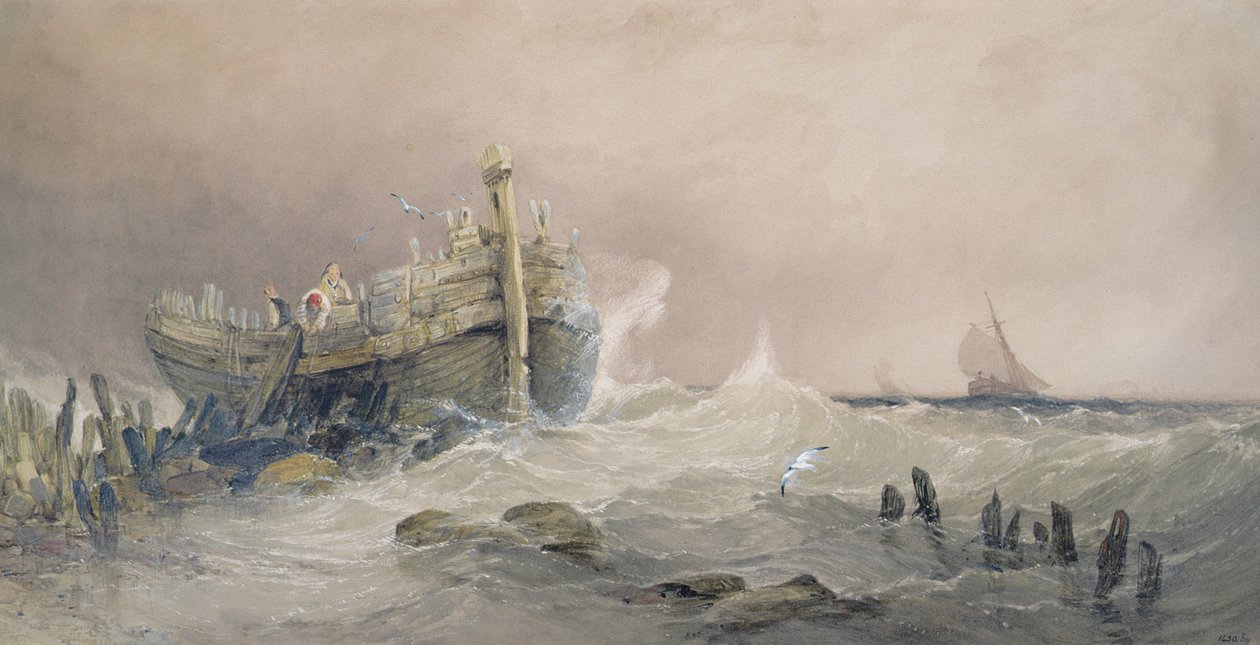 Stary falochron, wybrzeże Essex autorstwa Charles Bentley