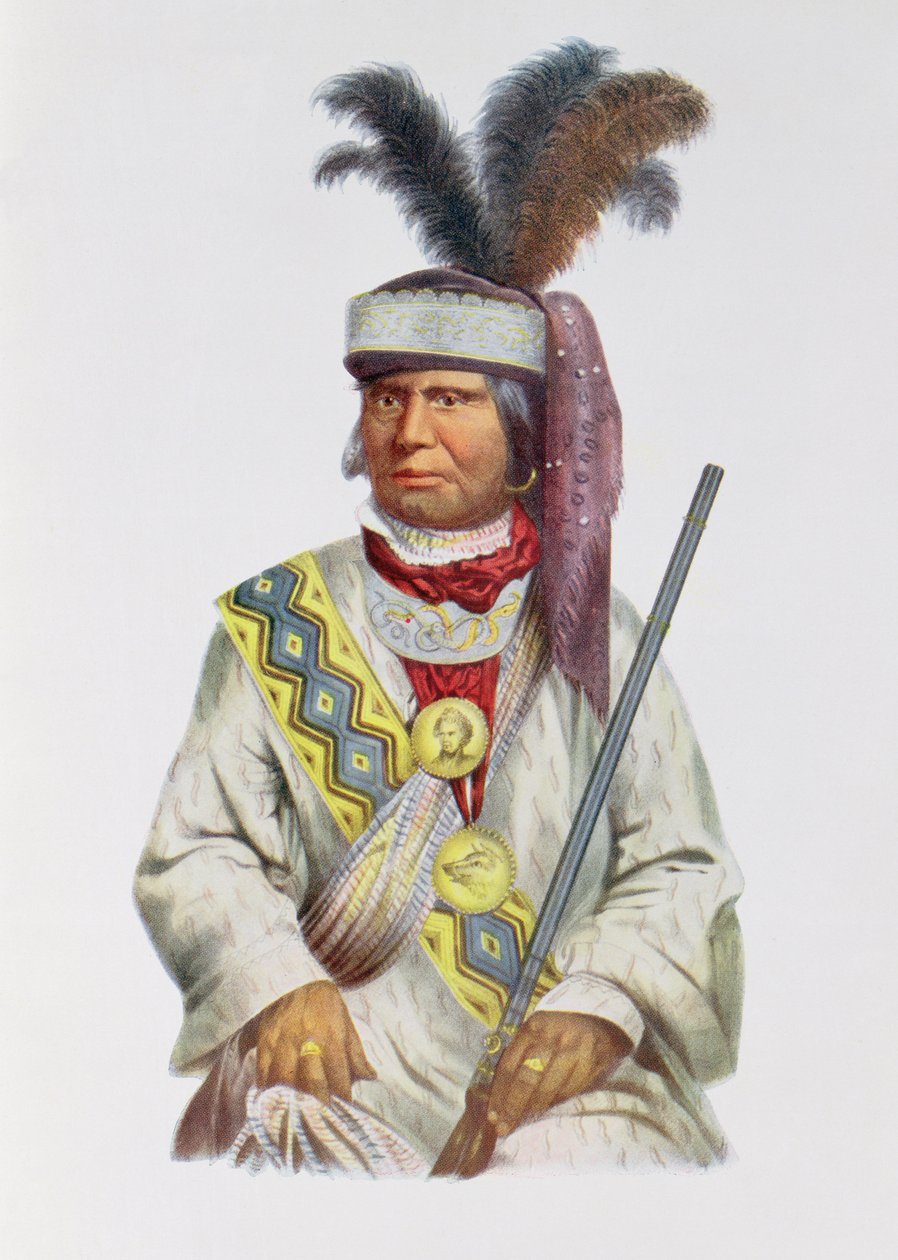 Halpatter-Micco lub Billy Bowlegs, wódz Seminole, ok. 1825, ilustracja z "The Indian Tribes of North America, Vol.2", Thomas L. McKenney i James Hall, pub. przez John Grant autorstwa Charles Bird King