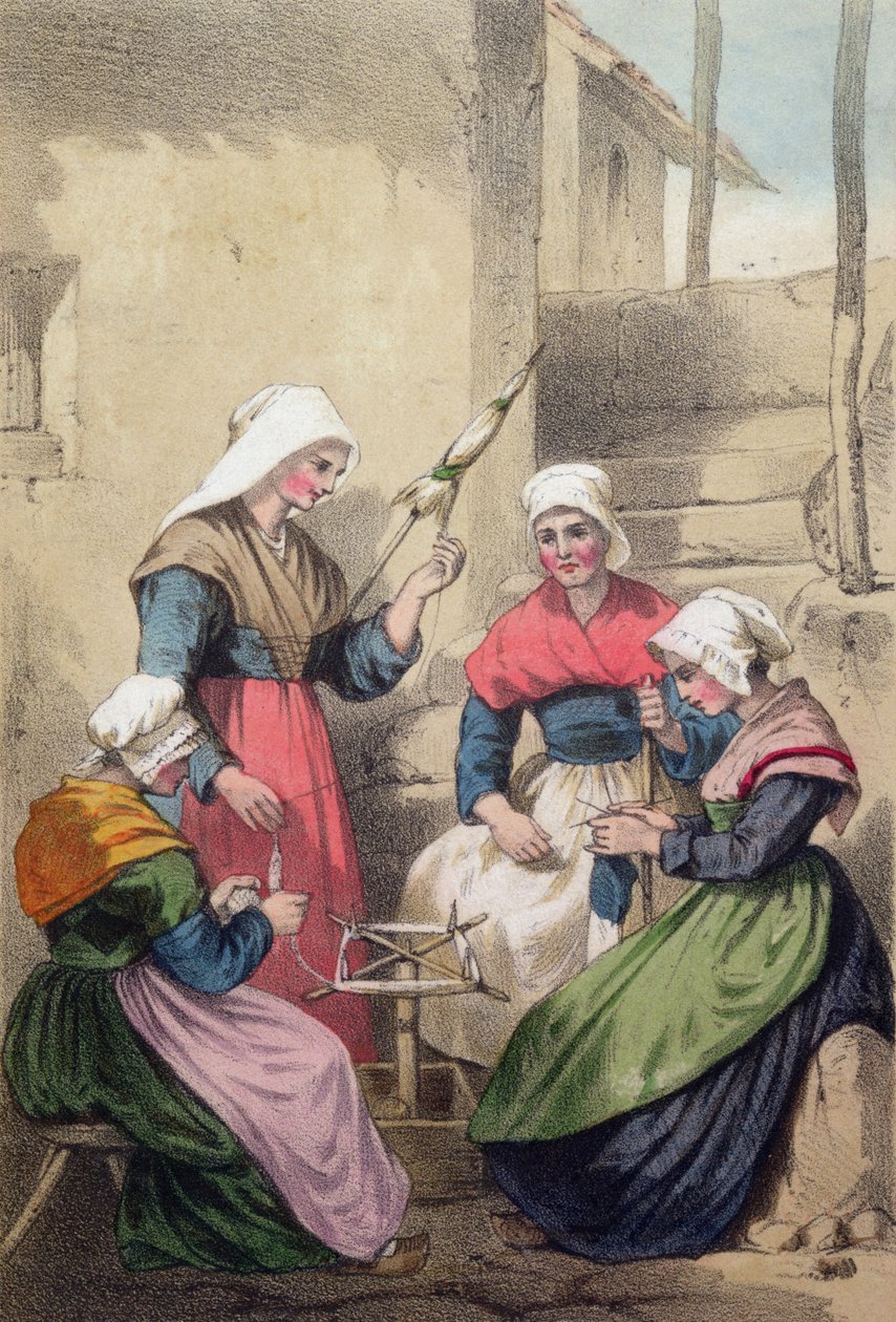 Auvergne, przędzalnicy z Royat autorstwa Charles Bour