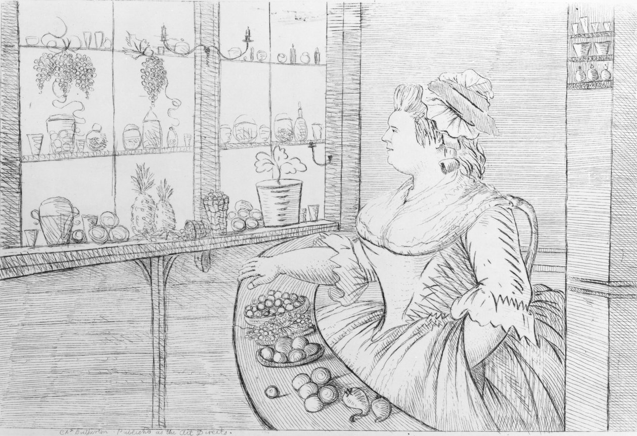 Pani Weltje w swoim sklepie w Pall Mall, 1783 autorstwa Charles Bretherton