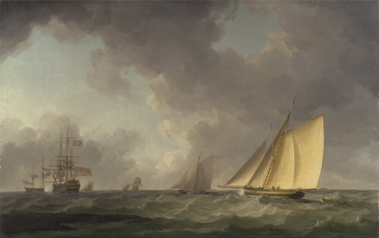 Cutter Close holowany w świeżej bryzie, z inną wysyłką autorstwa Charles Brooking