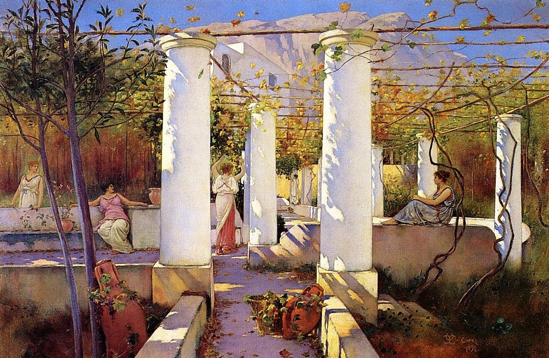 W cieniu winorośli, Capri autorstwa Charles Caryl Coleman