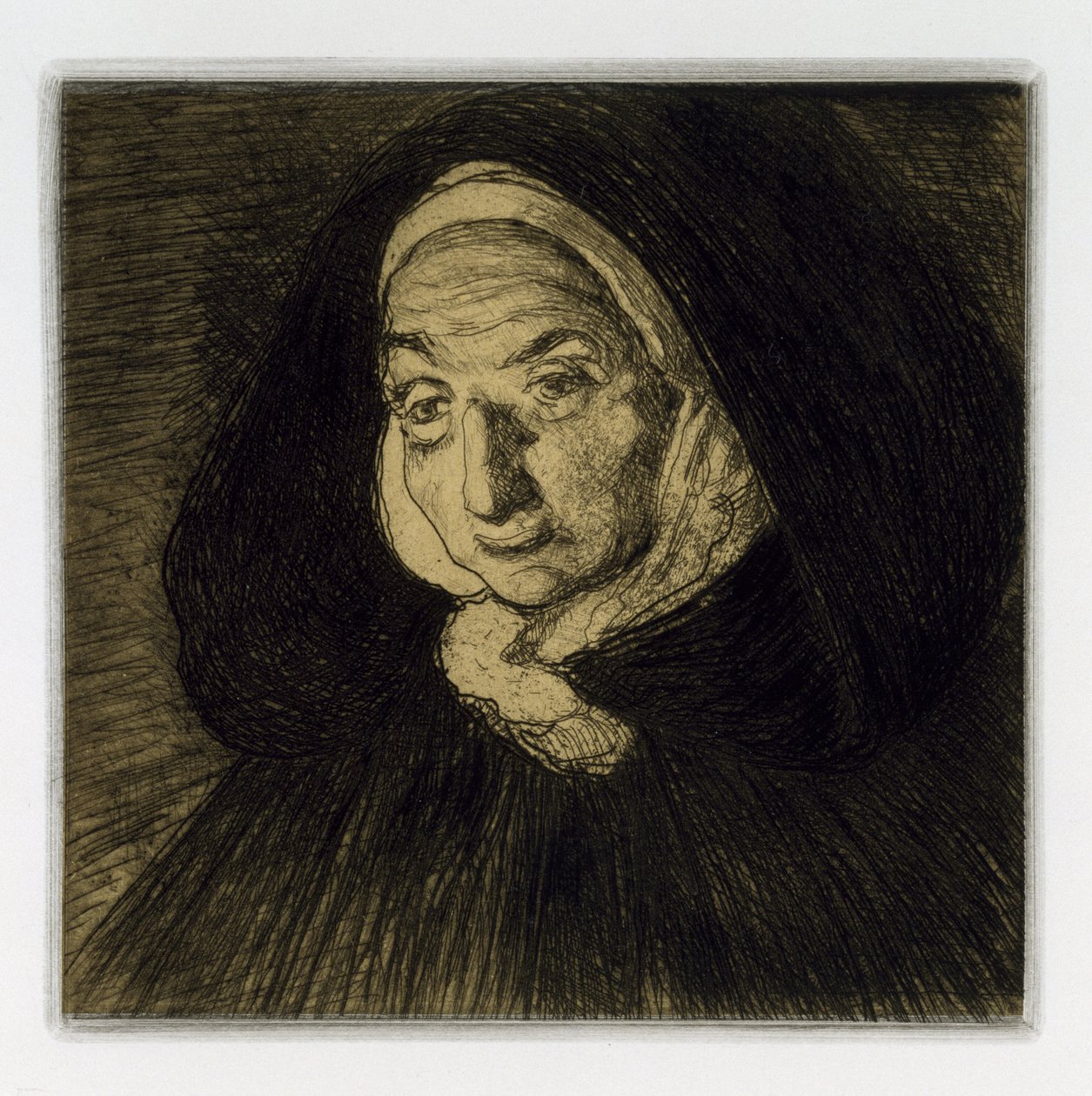Bretonka, światła Saint-Jeana, 1911 (akwaforta i akwatinta na papierze tkanym) autorstwa Charles Cottet
