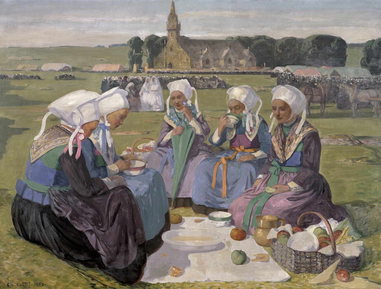 Kobiety z Plougastel na ułaskawieniu Notre-Dame de la Palud, 1903 autorstwa Charles Cottet