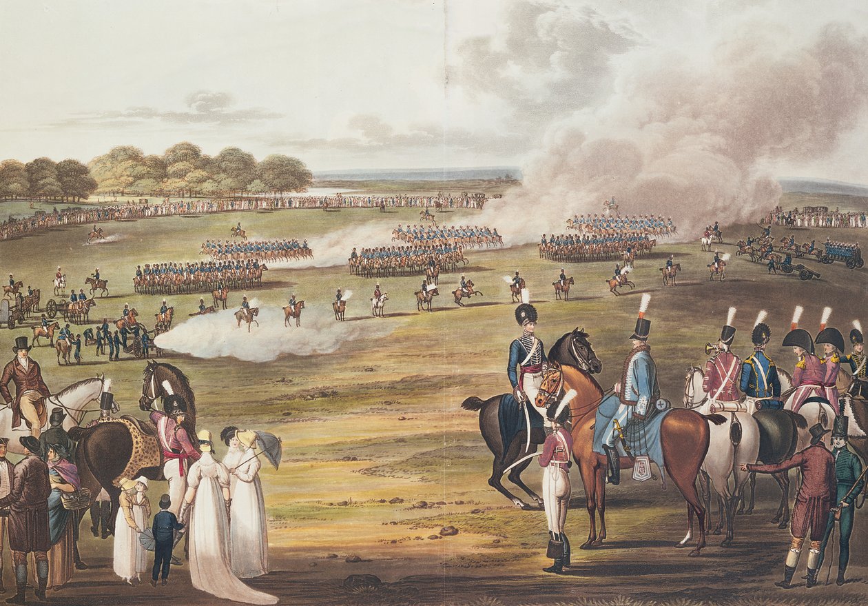 Widok londyńskiej ochotniczej kawalerii i latającej artylerii, 1805 autorstwa Charles Cranmer