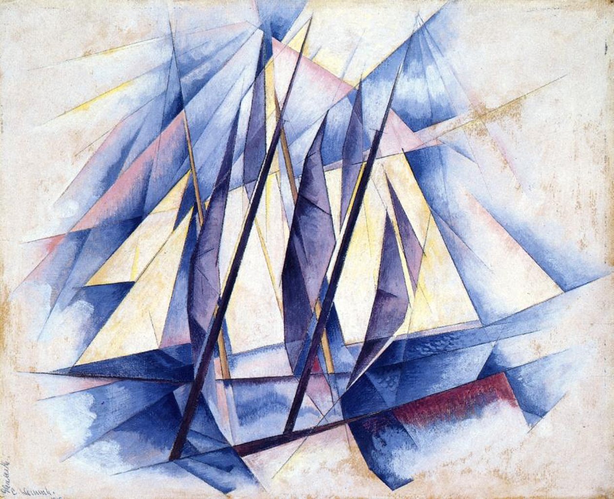 Żaglówki, 1919 (tempera na panelu) autorstwa Charles Demuth