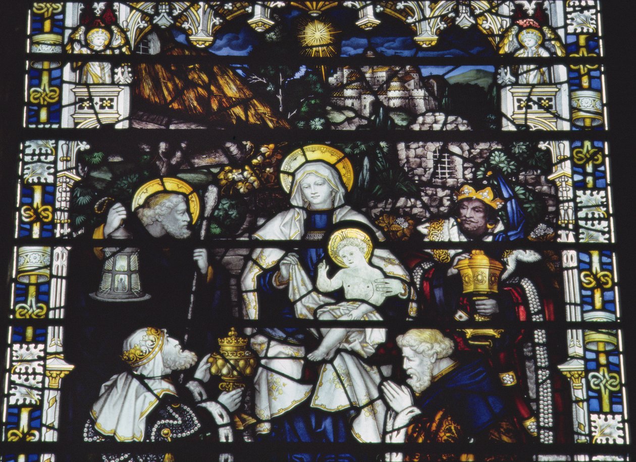 Adoracja Magów, wyprodukowany przez Kempe und Co. (witraż) autorstwa Charles E. Kempe